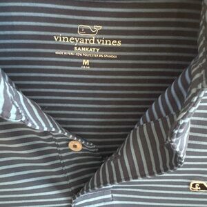 Vineyard Vines Kids Blue and Gray Striped Polo